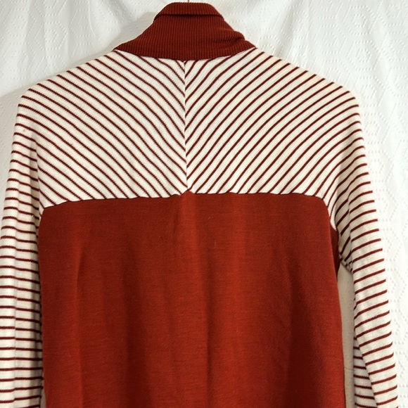 Vintage 70s zip Up Striped Women's large Retro Casual Rust - Picture 8 of 8
